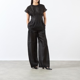 Pleated Organza Silk Top