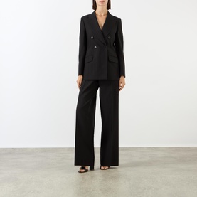 High-Rise Pinstripe Wide Leg Trousers