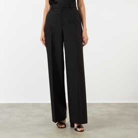High-Rise Pinstripe Wide Leg Trousers