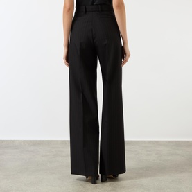 High-Rise Pinstripe Wide Leg Trousers