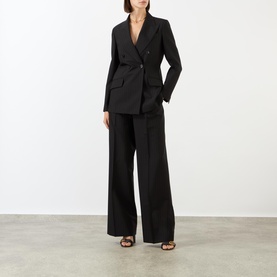 High-Rise Pinstripe Wide Leg Trousers