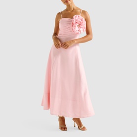 Felicia Structured Flower Flared Dress