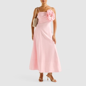 Felicia Structured Flower Flared Dress