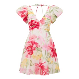 June Floral Ruched Mini Dress