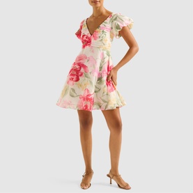 June Floral Ruched Mini Dress