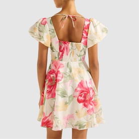 June Floral Ruched Mini Dress