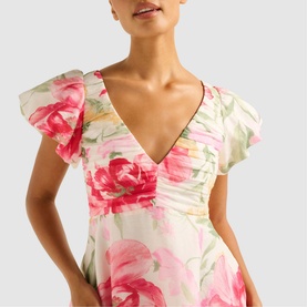 June Floral Ruched Mini Dress