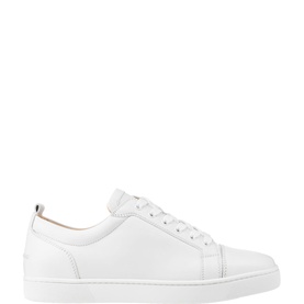 Christian Louboutin Louis Junior Leather Trainers in white calf leather, low-top silhouette with tonal laces and signature red sole