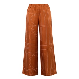 Monogram Wide Leg Silk Trousers