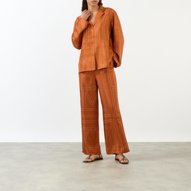 Monogram Wide Leg Silk Trousers