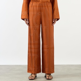 Monogram Wide Leg Silk Trousers