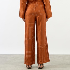 Monogram Wide Leg Silk Trousers