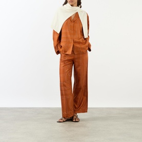 Monogram Wide Leg Silk Trousers