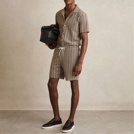 Abstract Stripe Drawstring Shorts