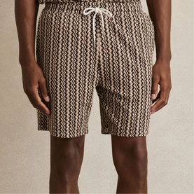 Abstract Stripe Drawstring Shorts