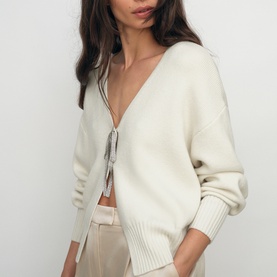 Beau Crystal-Bow Cardigan