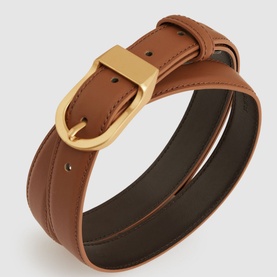 Hazel Leather Curved-Buckle Belt