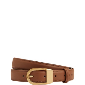 Hazel Leather Curved-Buckle Belt