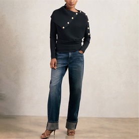 Lexi Ribbed Button Shawl Sweater