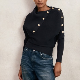 Lexi Ribbed Button Shawl Sweater