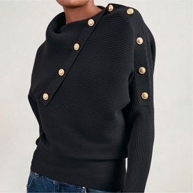 Lexi Ribbed Button Shawl Sweater