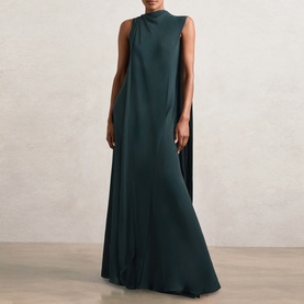 Greta Crepe Cape Dress