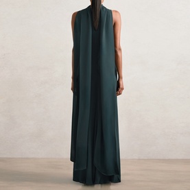 Greta Crepe Cape Dress