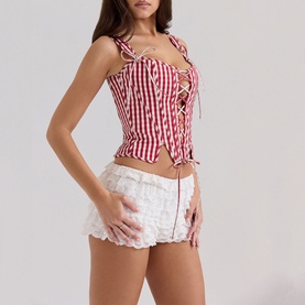 Callie Lace-Up Gingham Corset Top