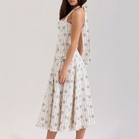 Claudia Button Front Floral Halter Dress