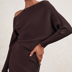 Lara Ribbed Knitted Off-The-Shoulder Dress