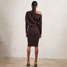 Lara Ribbed Knitted Off-The-Shoulder Dress