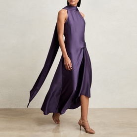 Michelle Tuck-Detail Cape Dress