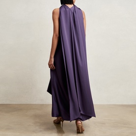 Michelle Tuck-Detail Cape Dress