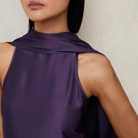 Michelle Tuck-Detail Cape Dress