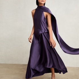Michelle Tuck-Detail Cape Dress