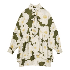 Neva Floral Tie-Neck Flared Dress