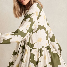 Neva Floral Tie-Neck Flared Dress