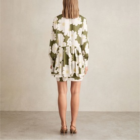 Neva Floral Tie-Neck Flared Dress