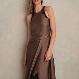 Anais Draped Lace Trim Dress