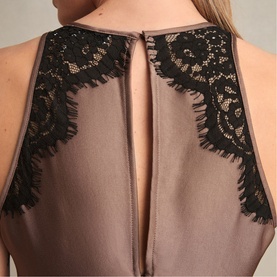 Anais Draped Lace Trim Dress