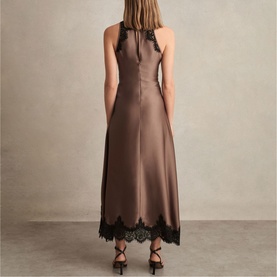 Anais Draped Lace Trim Dress