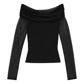 Angie Sheer-Mesh Bardot Top