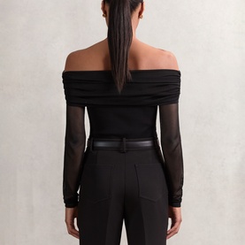 Angie Sheer-Mesh Bardot Top