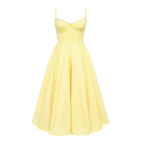 Mademoiselle Satin Tulle Flared Dress