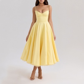 Mademoiselle Satin Tulle Flared Dress