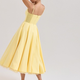 Mademoiselle Satin Tulle Flared Dress