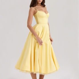 Mademoiselle Satin Tulle Flared Dress