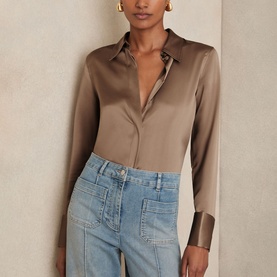 Ameira Silk Concealed-Placket Shirt
