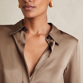 Ameira Silk Concealed-Placket Shirt