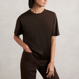 Lena Solid Silk T-Shirt